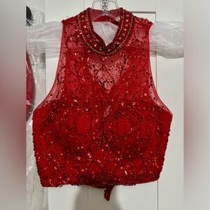 Two piece homecoming/event dress! Red and fully beaded!